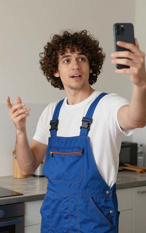 Business owner recording a talking-head video