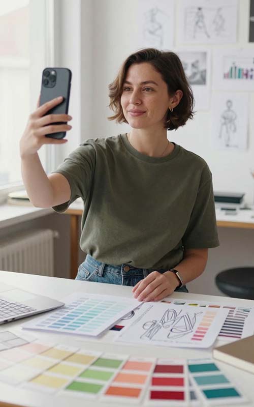 Educator recording a talking-head lesson video