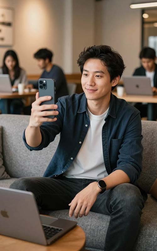 Founder recording a talking-head video