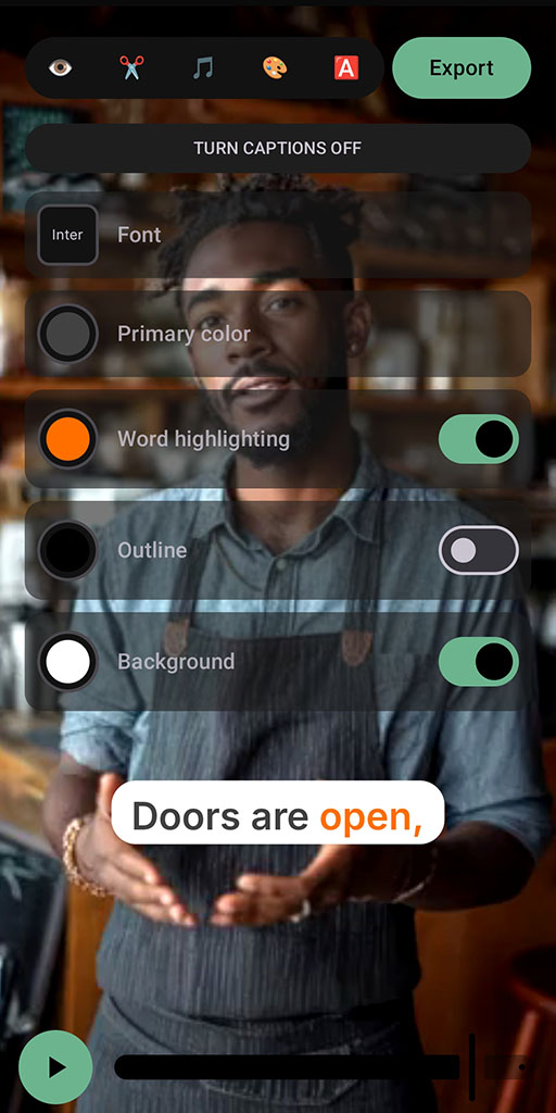 Caption style customization