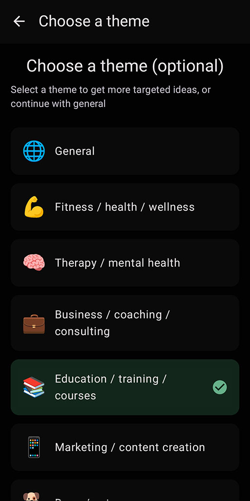 Idea library screenshot